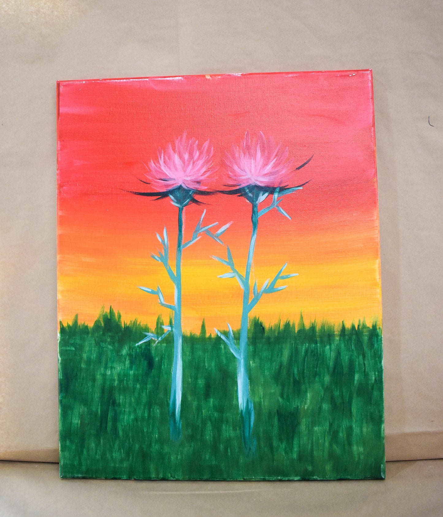 #104 Flowers Painted Canvas
