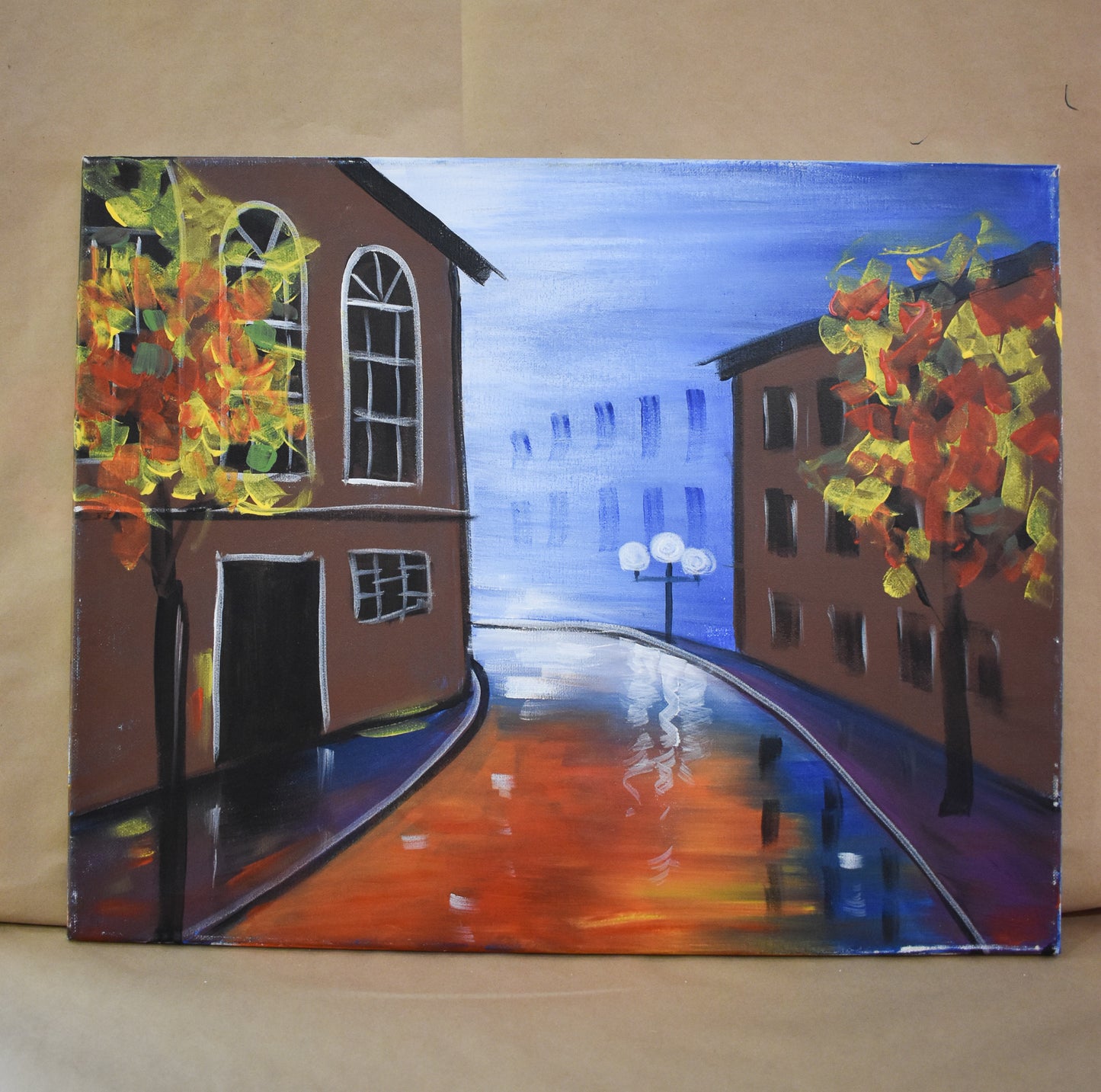 #79 Rainy Night Painted Canvas
