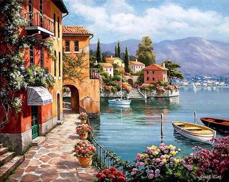 RUOPOTY Sea scenery DIY oil Painting By Numbers Kit acrylic paint by numbers art work diy Paintings art on canvas