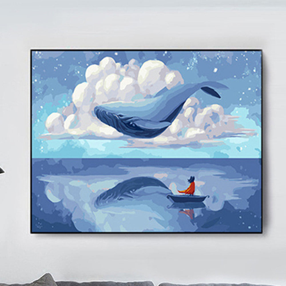 Man And The Ocean By Number Painting With Frame Adult Kit Color Painting Cloth DIY Oil Paint Picture By Number