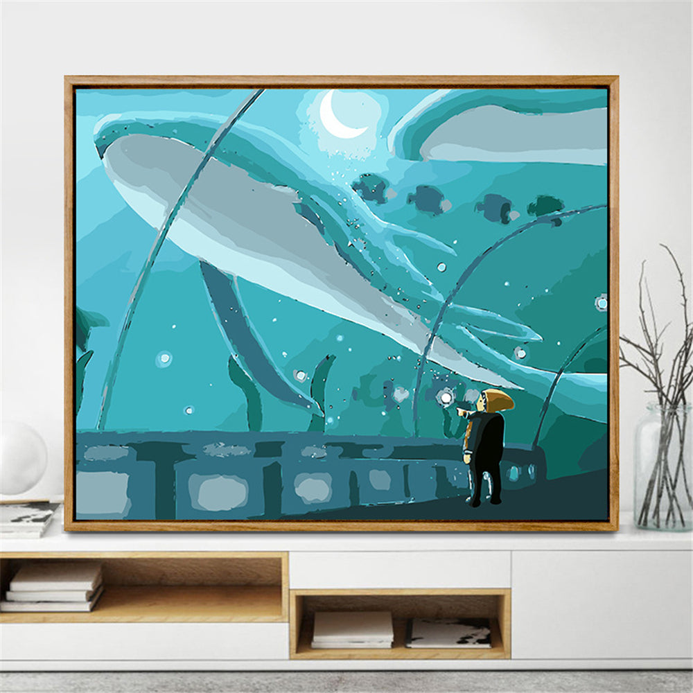 Man And The Ocean By Number Painting With Frame Adult Kit Color Painting Cloth DIY Oil Paint Picture By Number