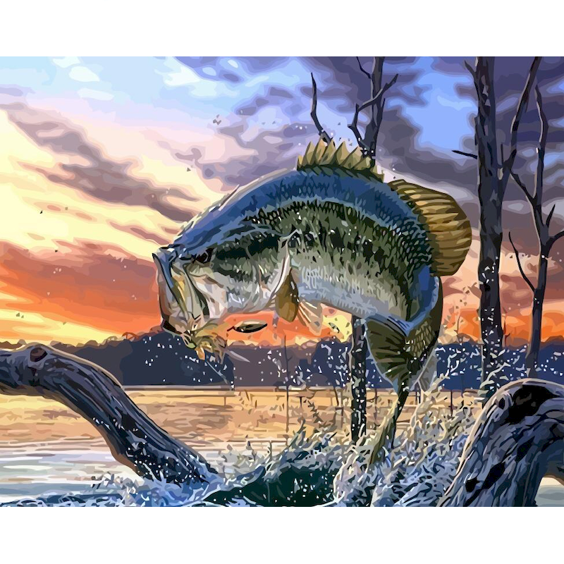 Frame By Digital Painting Animal Fish Acrylic Paint Hand-painted Kit Canvas Painting Unique Gift Home Wall Decoration