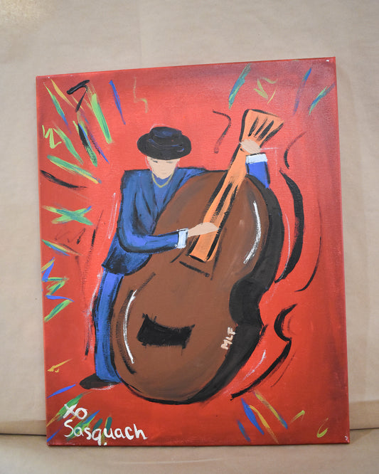 #102 Cello Man Painted Canvas