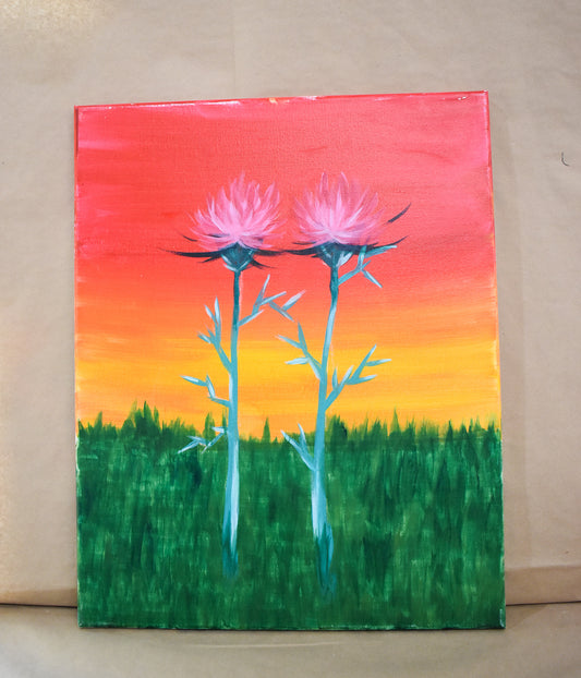 #104 Flowers Painted Canvas