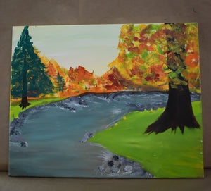 #106 Fall Stream Painted Canvas