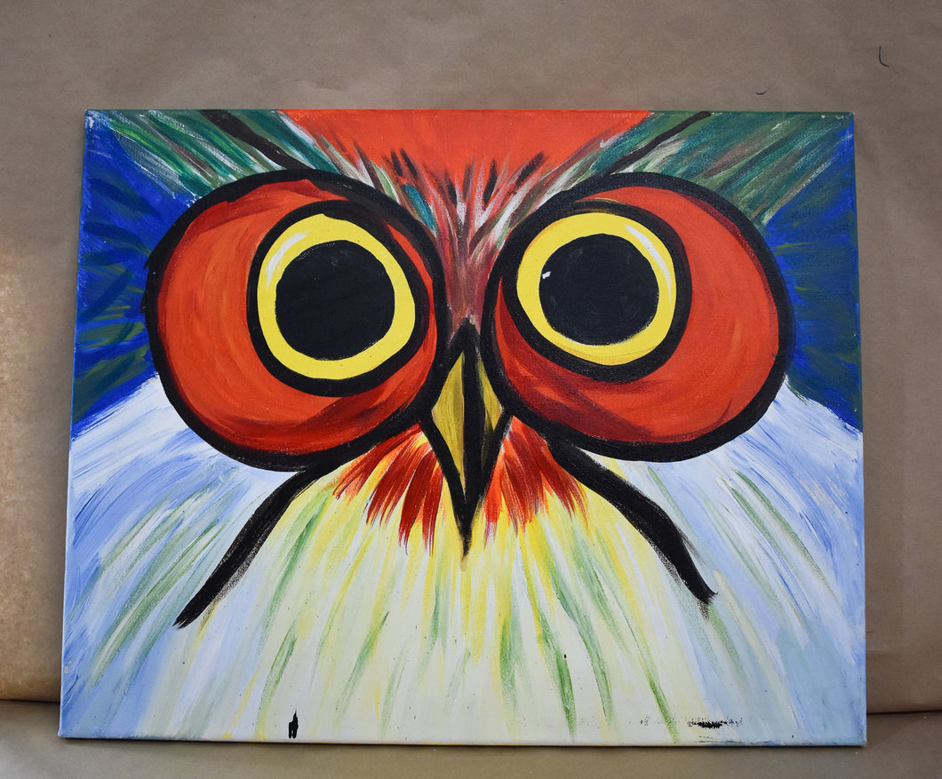 #107 Owl Painted Canvas