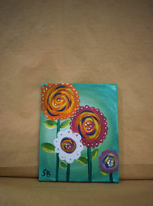 #109 Pinwheel Flowers Painted Canvas (Small)