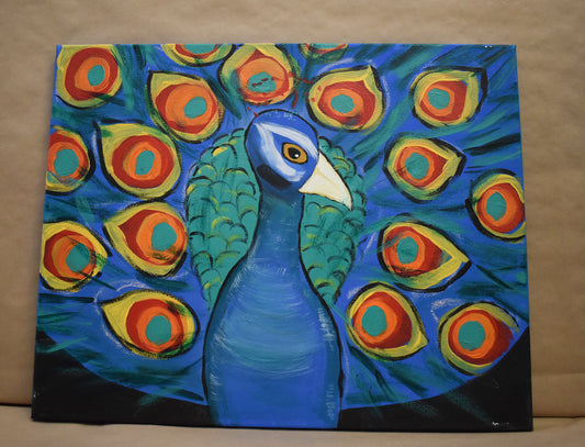 #11 Peacock Painted Canvas