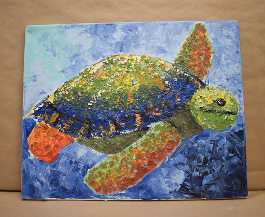 #15 Textured Sea Turtle Painted Canvas