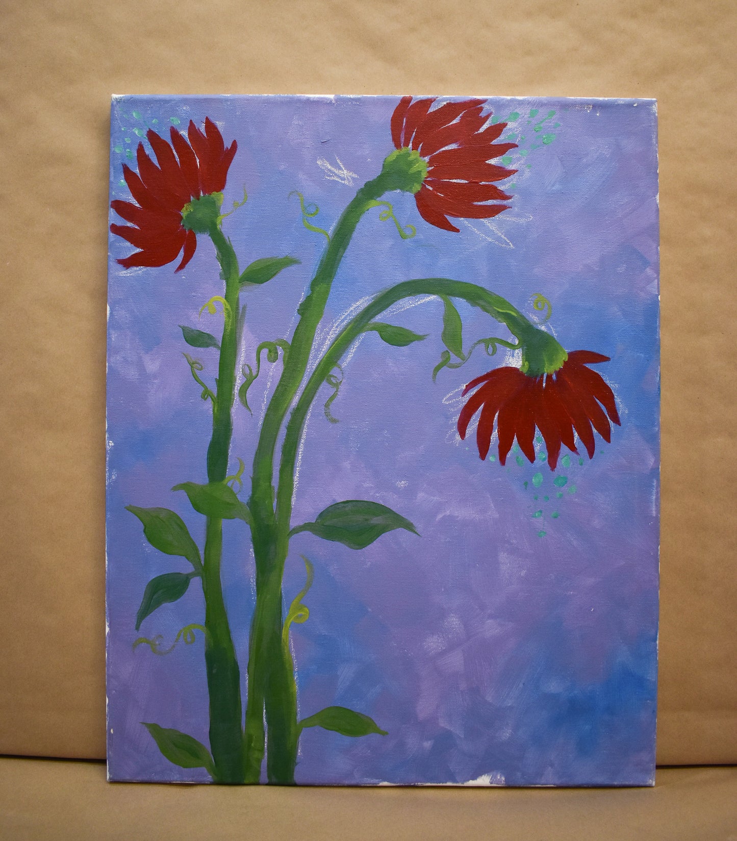 #16  Three Flowers Painted Canvas