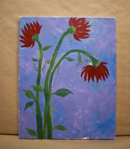 #16  Three Flowers Painted Canvas