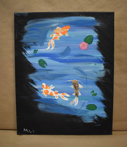 #1 Koi Swimming Painted Canvas