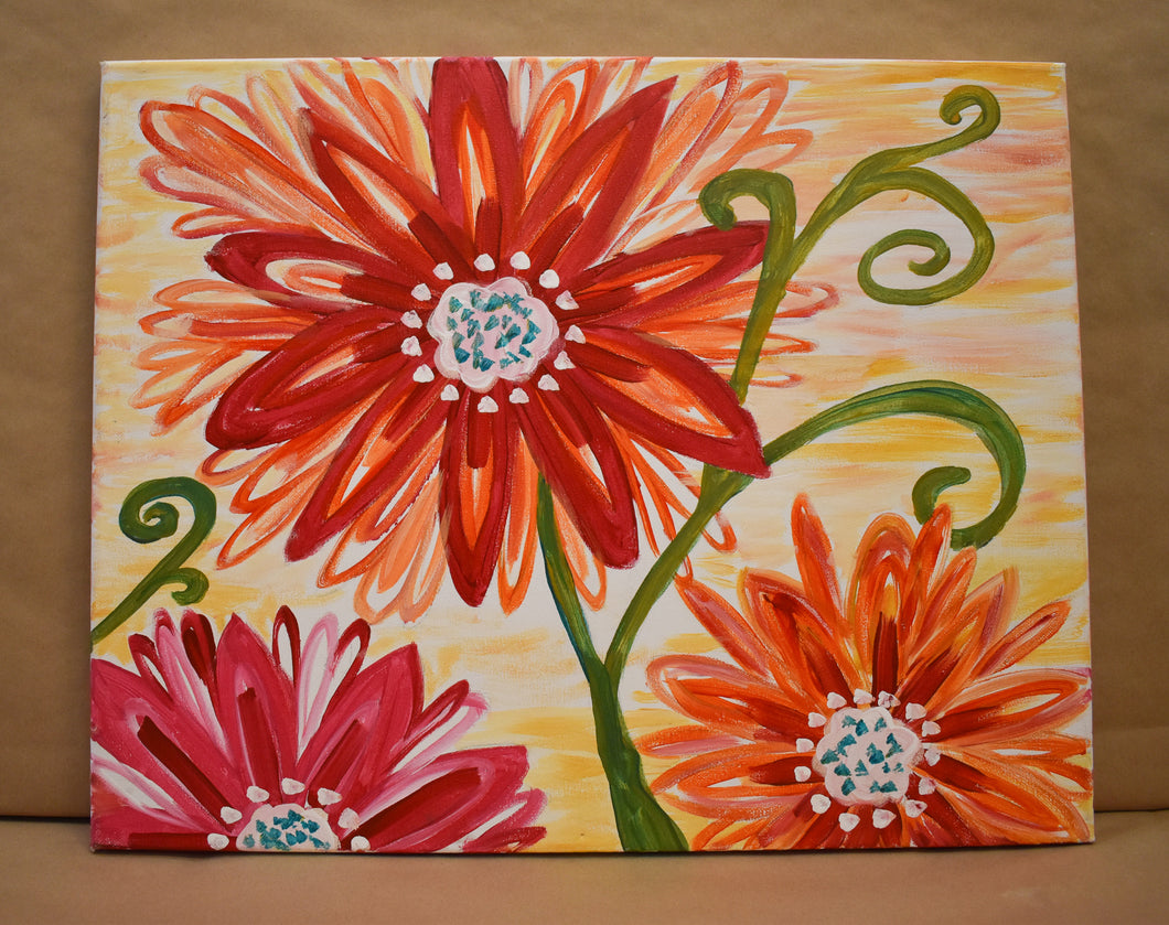 #20 Flowers Painted Canvas