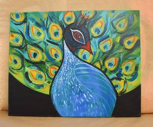 #26 Peacock Painted Canvas