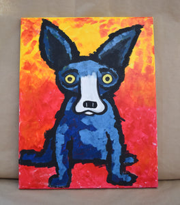 #31 Blue Dog Painted Canvas