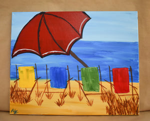 #40 Beach Chairs Painted Canvas