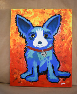#49 Blue Dog Painted Canvas