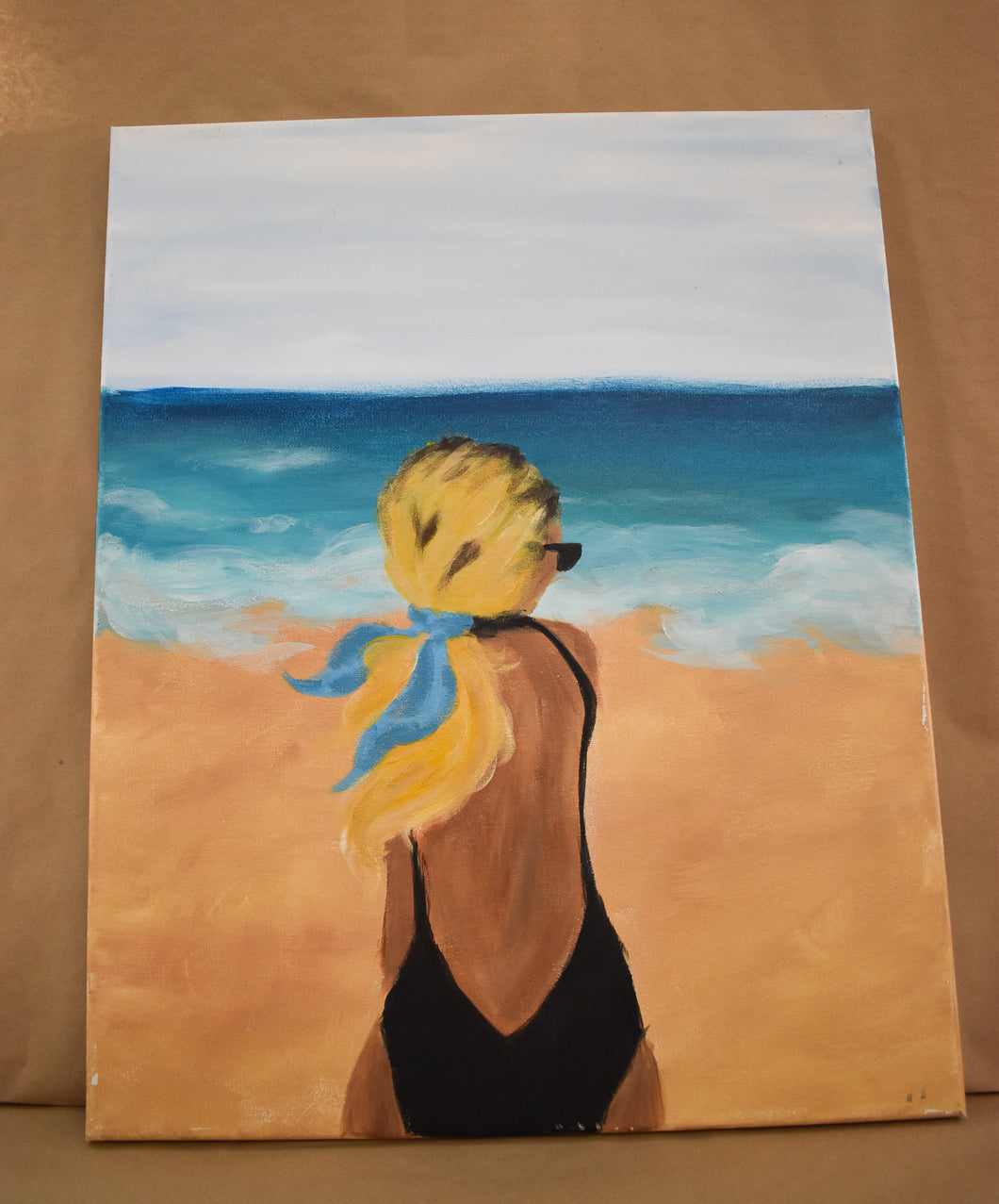 #56 Beach Girl Painted Canvas
