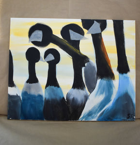 #58 Geese in Line Painted Canvas