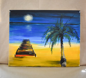 #63 Beach Sunset Painted Canvas