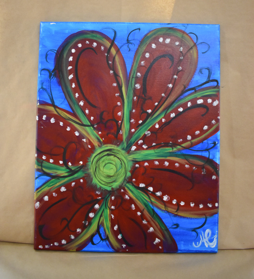 #68 Flower Painted Canvas