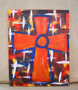 #71 Orange Cross Painted Canvas