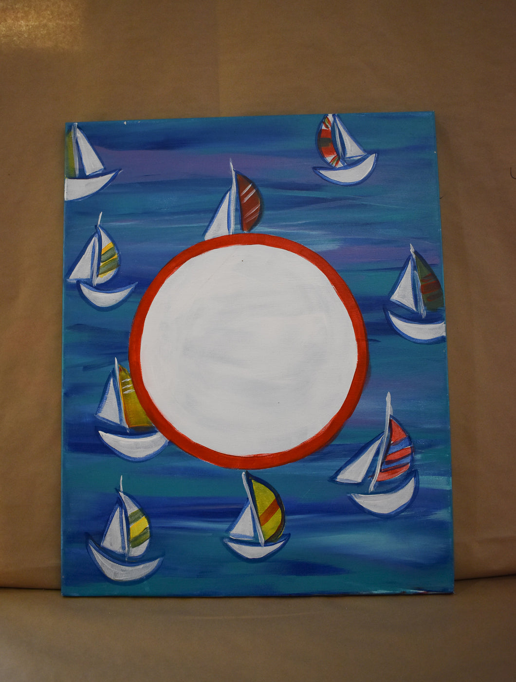 #78 Sailboat (Add Your Own Monogram) Painted Canvas