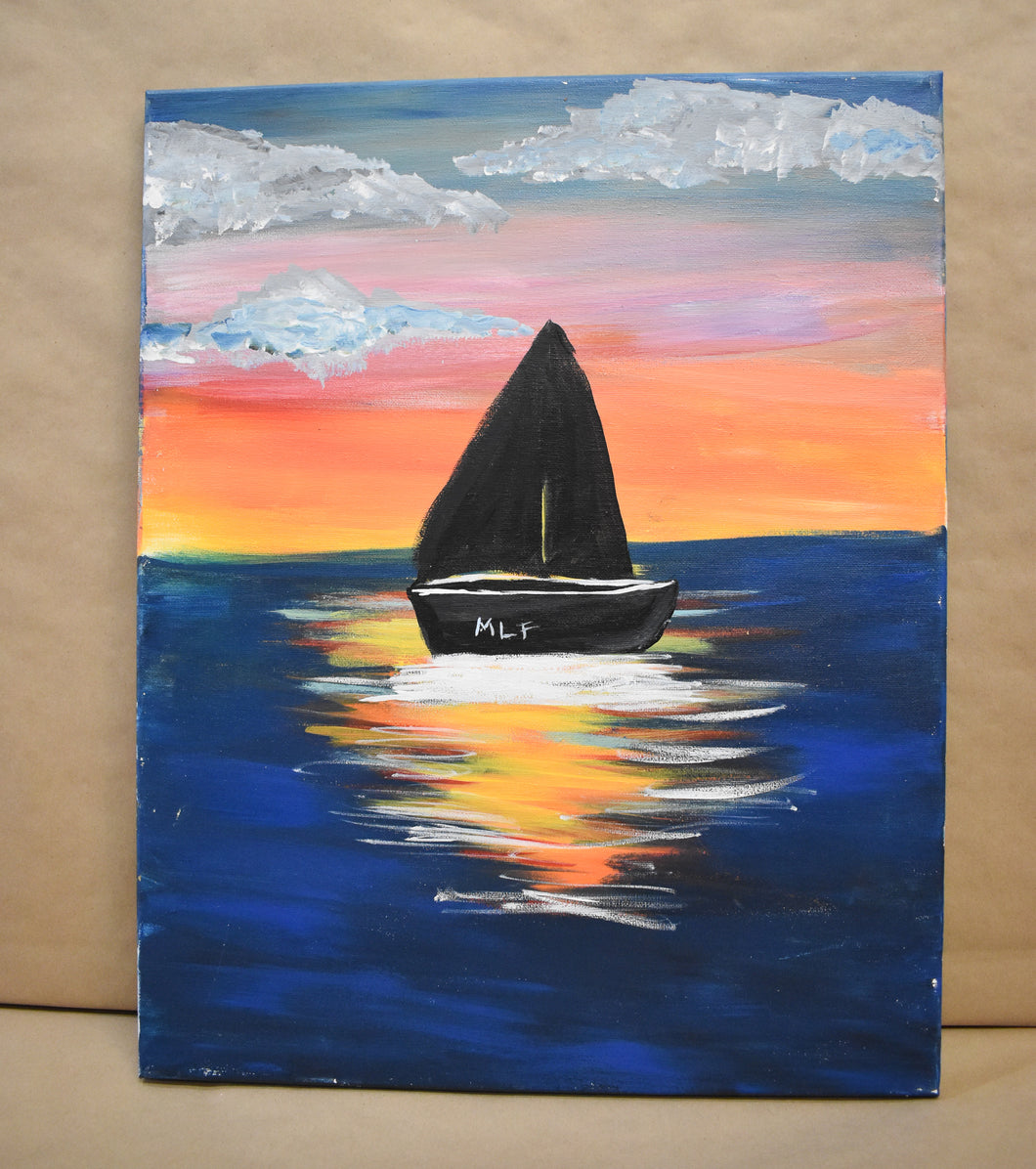 #7 Sailboat at Sunset Painted Canvas