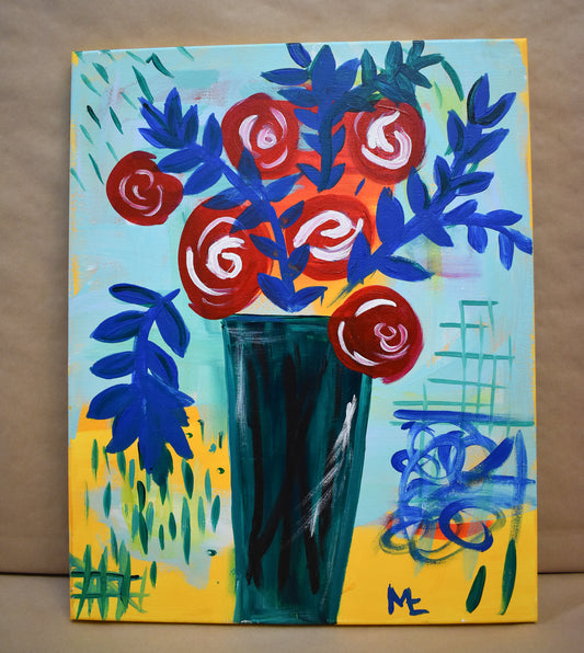 #8 Blue Bouquet Painted Canvas