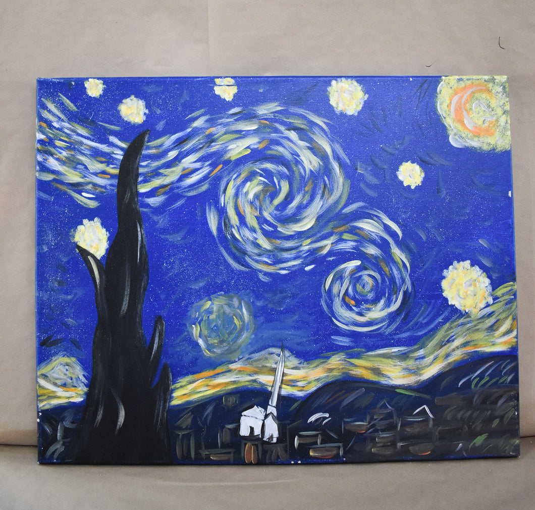 #89 Starry Night Painted Canvas