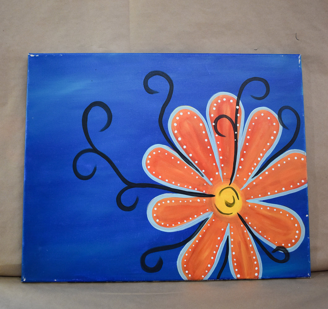 #91 Flower Painted Canvas