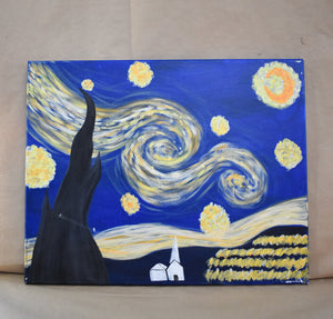 #92 Starry Night Painted Canvas