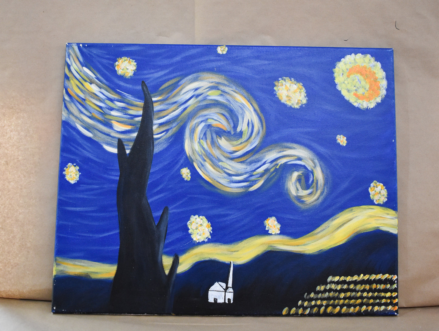 #94 Starry Night Painted Canvas