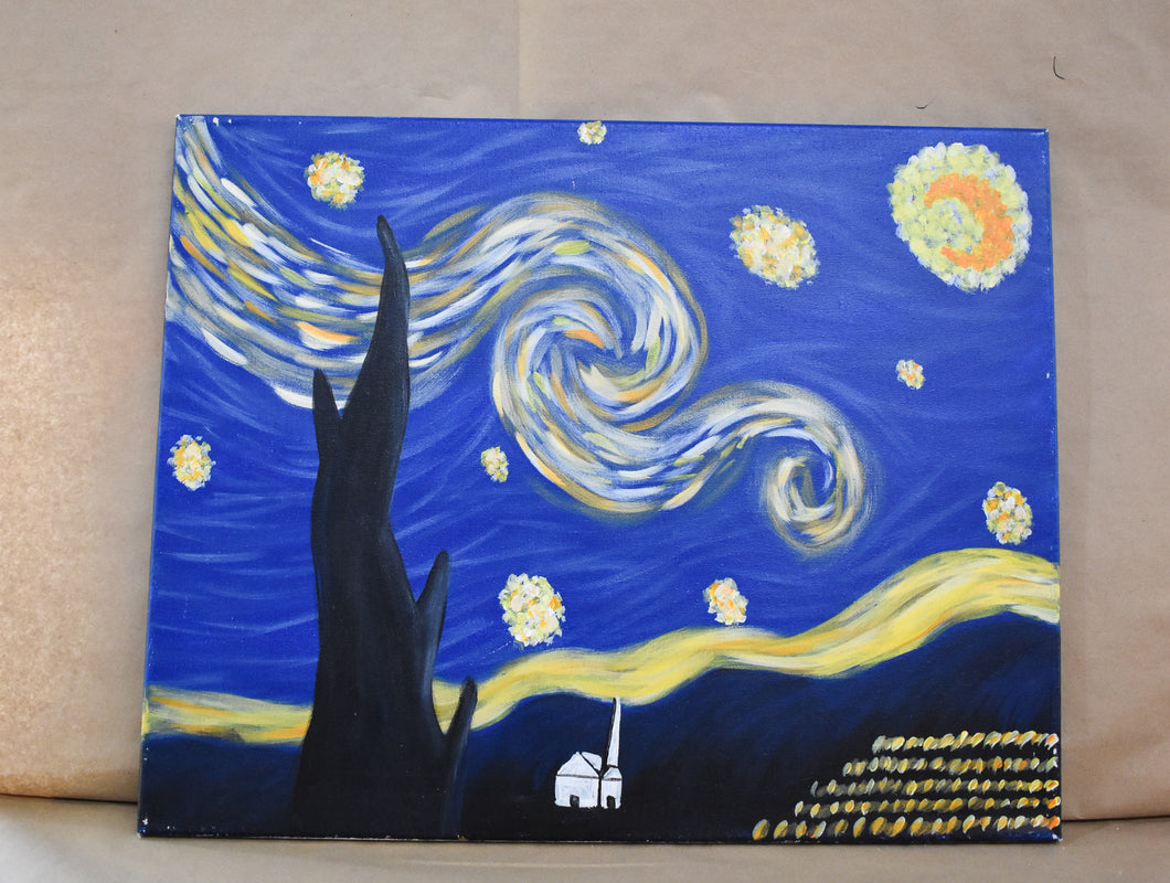 #94 Starry Night Painted Canvas