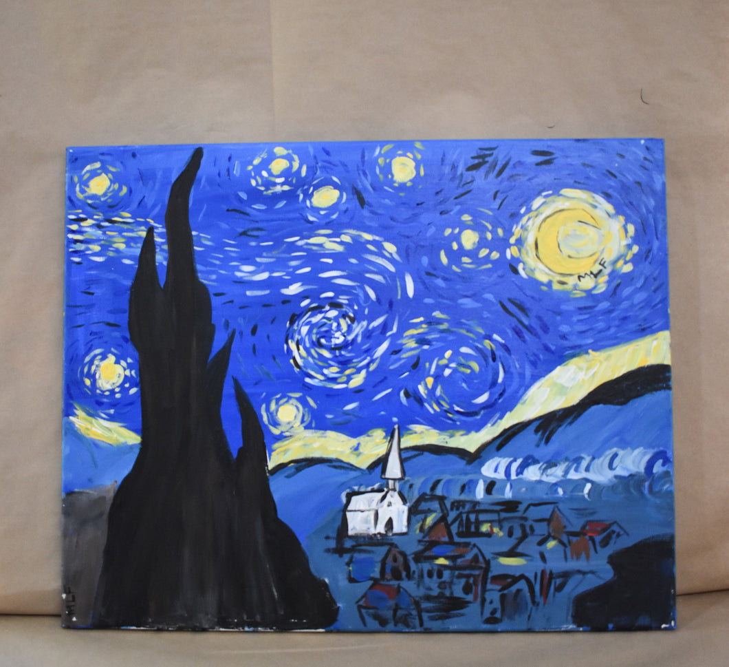 #98 Starry Night Painted Canvas