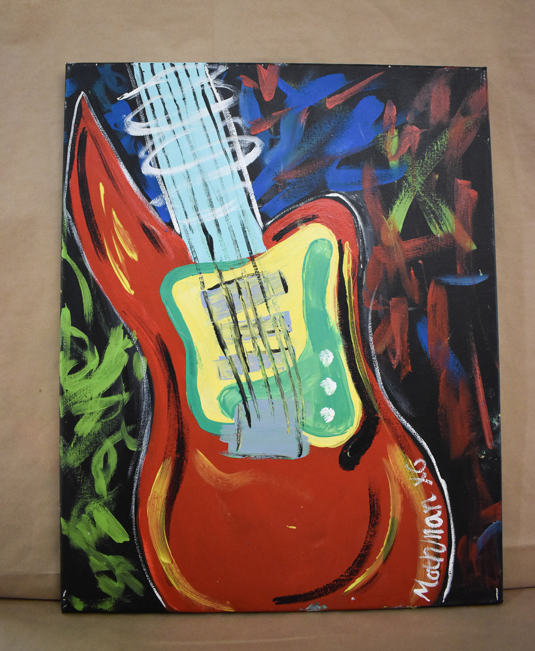 #100 Guitar Electric Painted Canvas