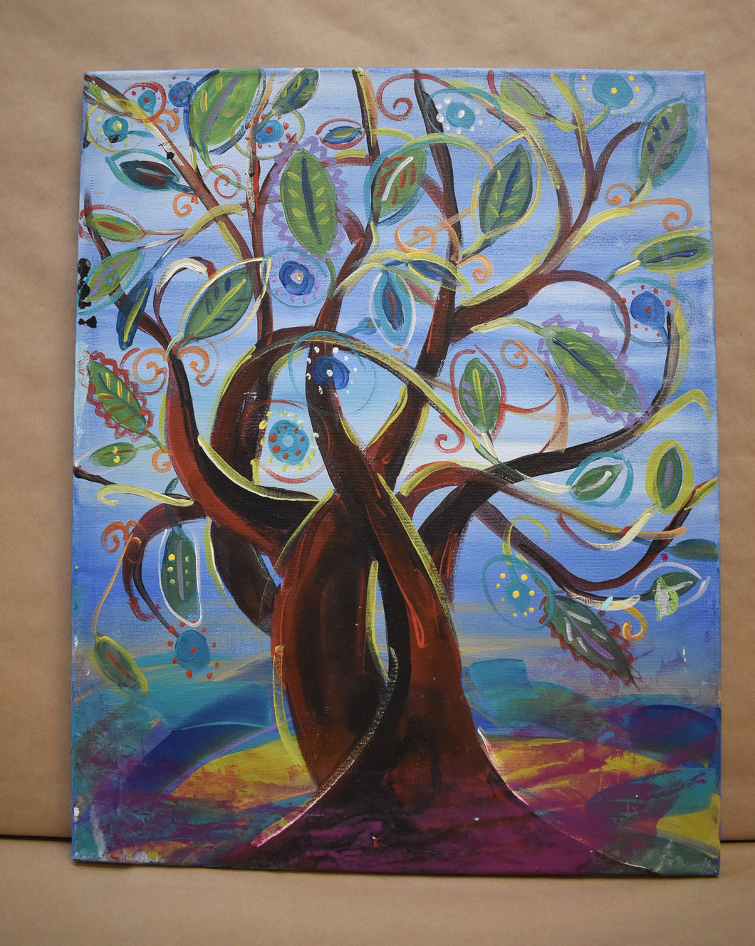 #9 Swirly Tree Painted Canvas