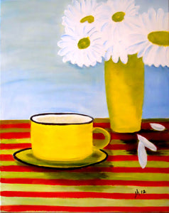 Coffee Cup With Daisies Paint Kit (8x10 or 11x14)