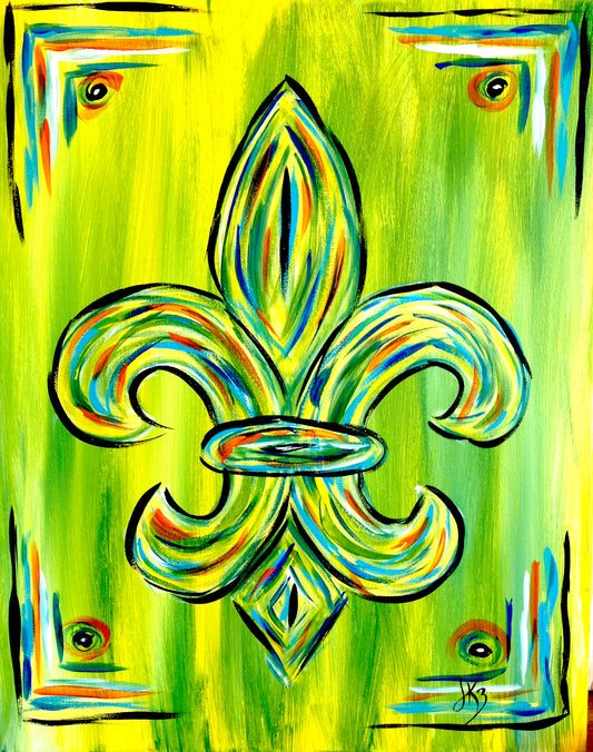 Fleur De Lis Green Paint Kit (8x10 or 11x14)